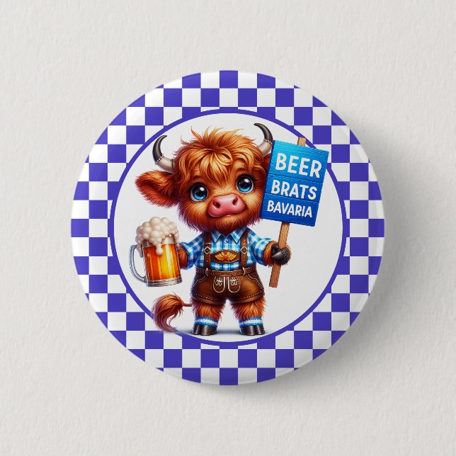 Oktoberfest Highland Cow Knapp (Framsida)