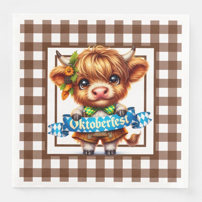 Oktoberfest Highland Cow Pappersservett (Framsida)