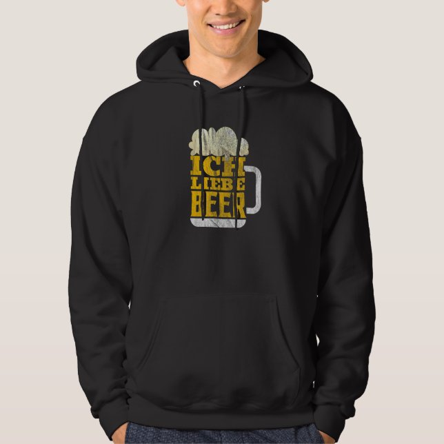 Oktoberfest Ich Kärlek Beer Retro German Bavarian  Hoodie (Framsida)