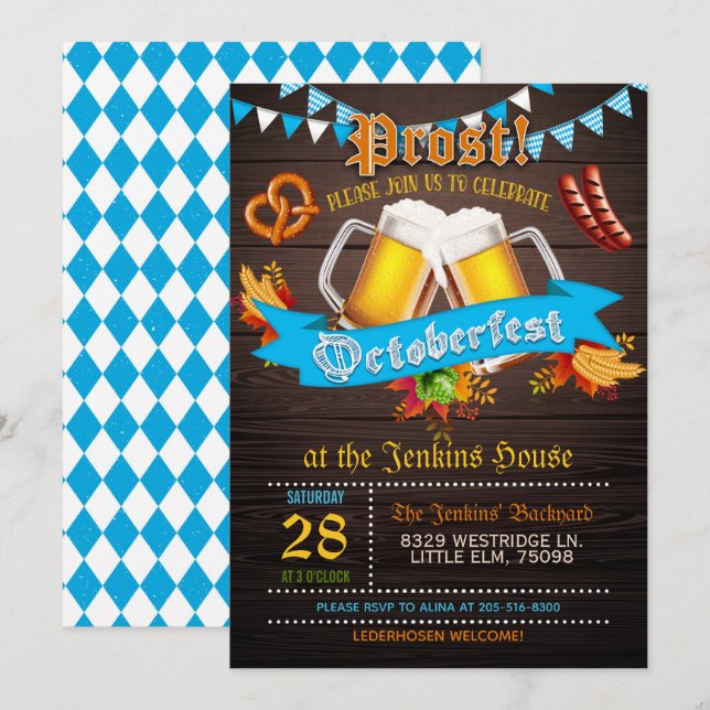 Oktoberfest-inbjudan Inbjudningar (Fram/baksida)