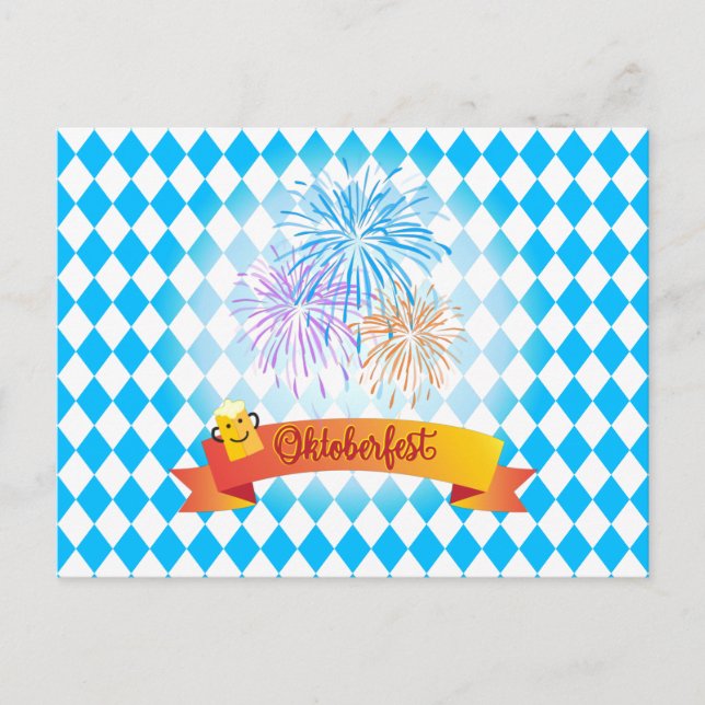 OKTOBERFEST öl festival dekoration Blått mönster Vykort (Framsida)
