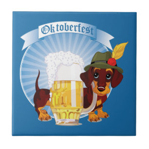 Oktoberfest Öl och Hund keramiskt plattor Kakelplatta
