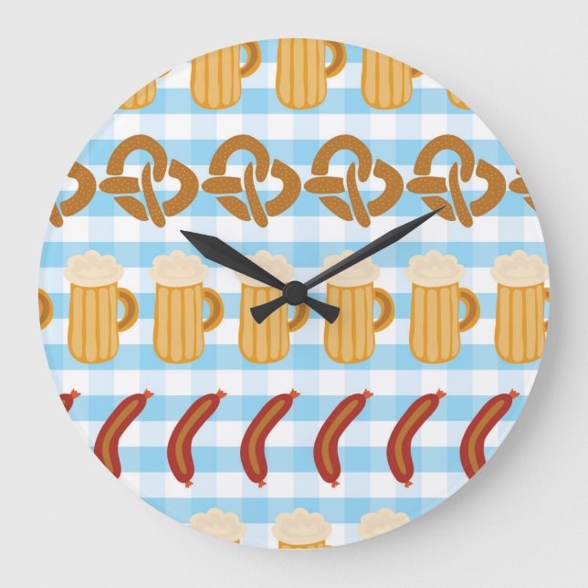 Oktoberfest: öl, sötsaker, korv mönster stor klocka (Framsida)