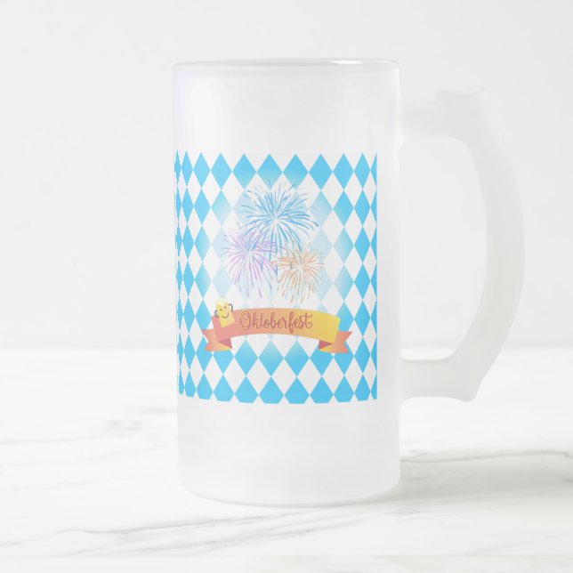 OKTOBERFEST ölfestival dekoration Blue mönster Frostat Ölglas (Höger)