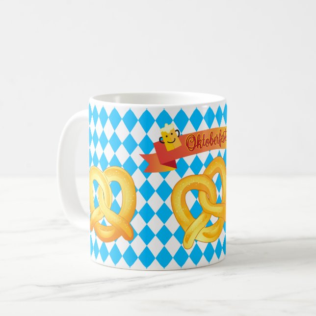 OKTOBERFEST ölfestival dekoration Blue mönster Kaffemugg (Framsida vänster)