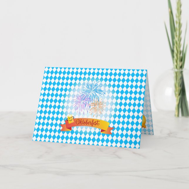 OKTOBERFEST ölfestival dekoration Blue mönster Kort (Framsida)