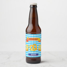 OKTOBERFEST ölfestival dekoration Blue mönster Ölflaska Etikett