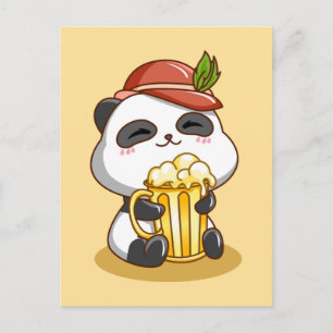 Oktoberfest Panda Bear Beer Postcard Vykort
