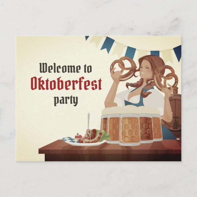 Oktoberfest-partsinbjudan Vykort (Framsida)