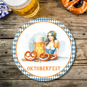 Oktoberfest Party med öl och kalvar ai Underlägg Papper Rund
