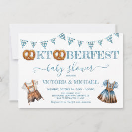 Oktoberfest Pretzel lederhosen Baby Shower Inbjudningar