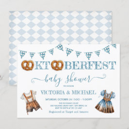 Oktoberfest Pretzel lederhosen Baby Shower Inbjudningar