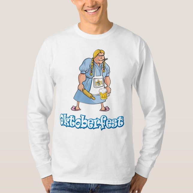 Oktoberfest Rolig Drag Drottning Öl Väntar T-Shirt (Framsida)