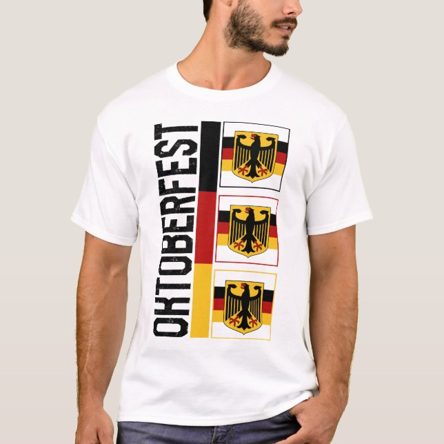 Oktoberfest Shirt, tysk Flagga Jackar av Arm T Shirt (Framsida)