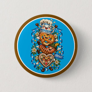 Oktoberfest Tecknade Karaktärer Knapp