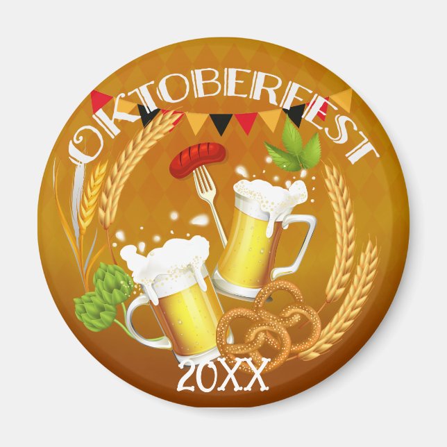 Oktoberfest Toasting Beer Magnet (Framsidan)