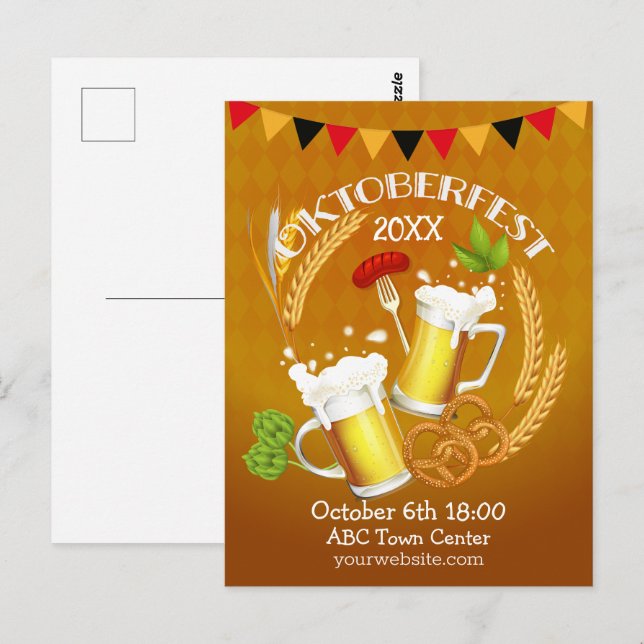 Oktoberfest Toasting Beer Vykort (Fram/baksida)