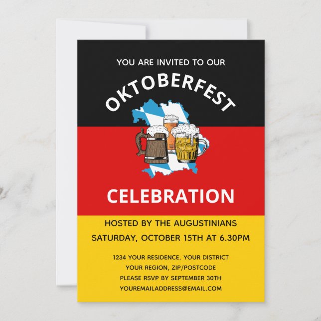 OKTOBERFEST Tyska Beer Party Inbjudningar (Framsida)