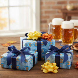Oktoberfest Wrapping Paper with Beer Glasses  Presentpapper