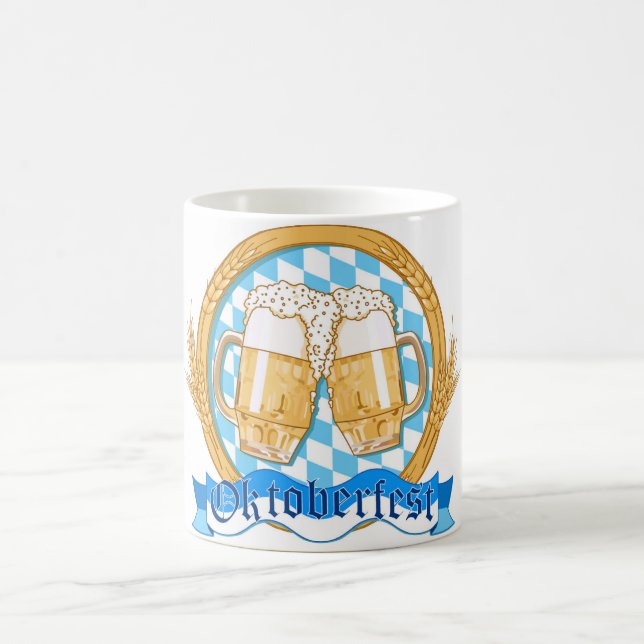 Oktoberfestens etikettutformning med ölglas kaffemugg (Center)