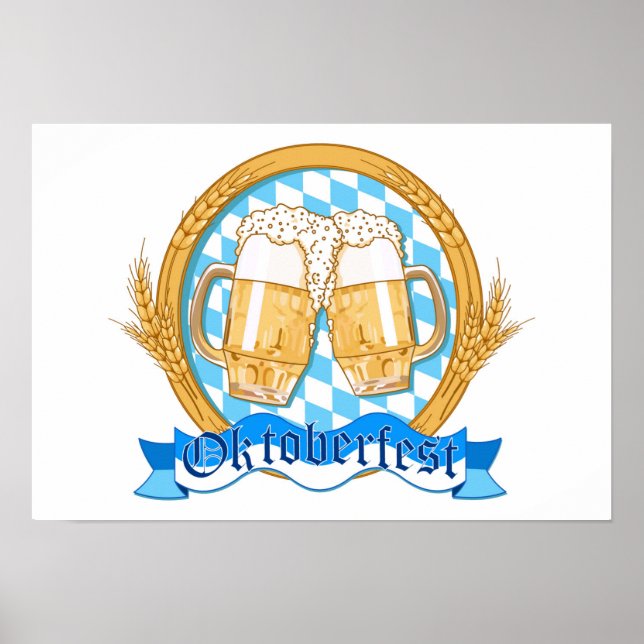 Oktoberfestens etikettutformning med ölglas poster (Framsidan)