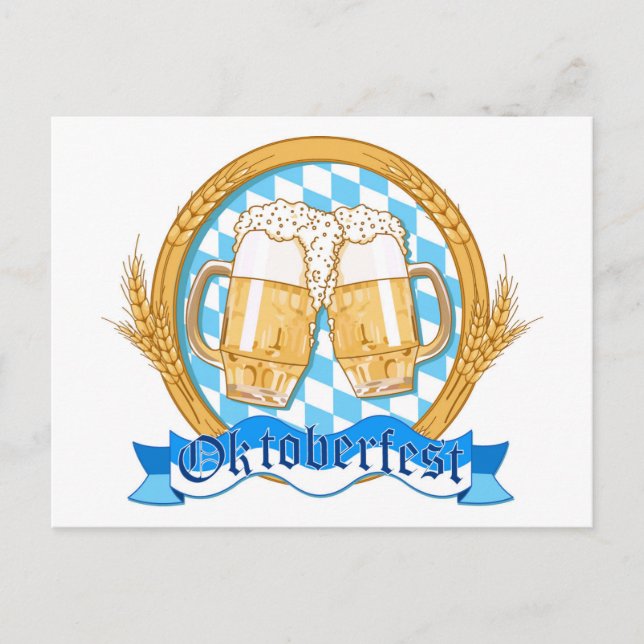 Oktoberfestens etikettutformning med ölglas vykort (Framsida)