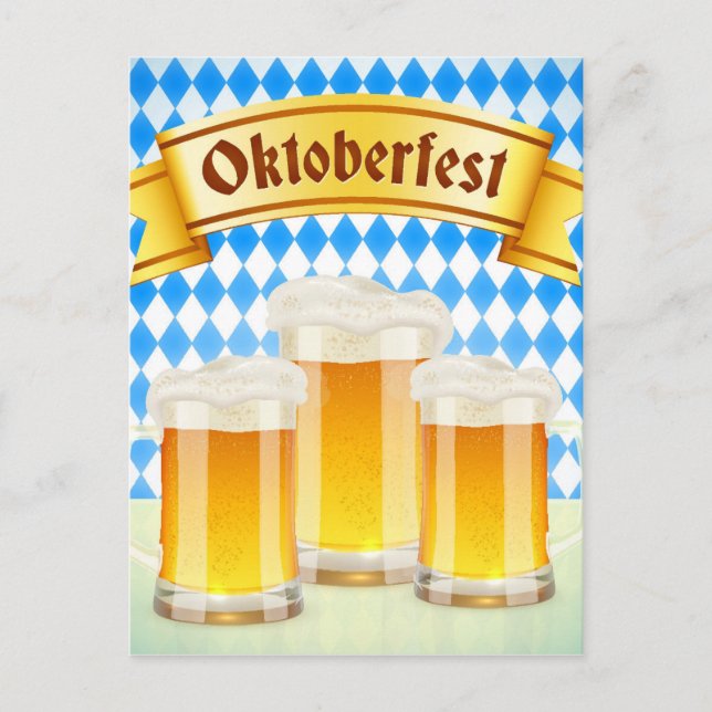 Oktoberfestens hälsningskort med öl vykort (Framsida)