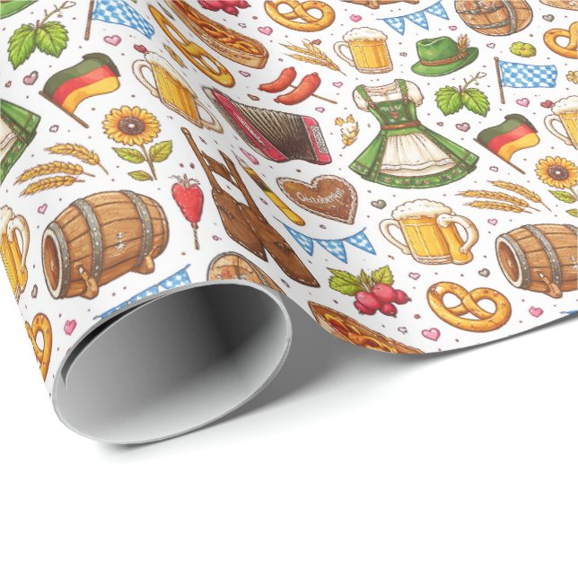 Oktoberfestfirande Sömlöst Mönster – Wrappin Presentpapper (Rullad Hörn)