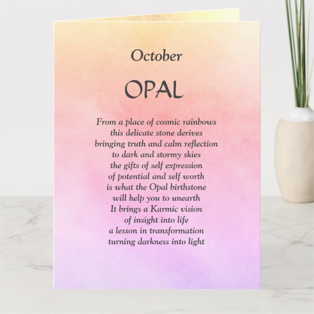 Oktoberfödelsesten, födelsesten Opal Hälsning Kort (Framsida)