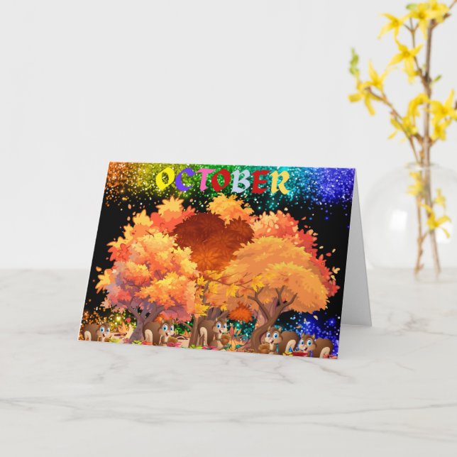 Oktoberhösthälsningskort Kort (Gul blomma)