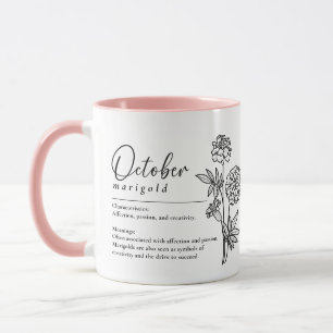 Oktobermånaden Flower Marigold Minimalist Mugg