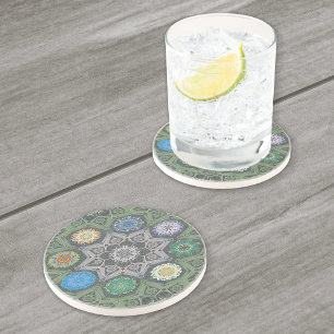 Oktobervitare arabesque Moorish Stone grönt Underlägg
