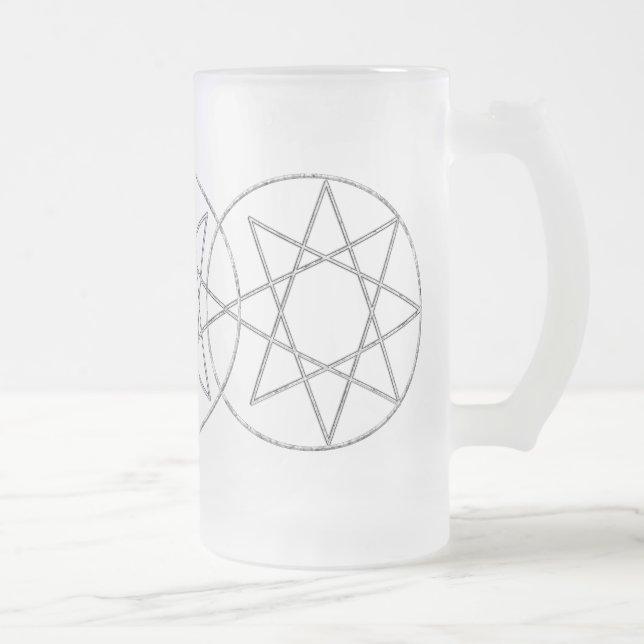 Oktogram i grått frostat ölglas (Höger)