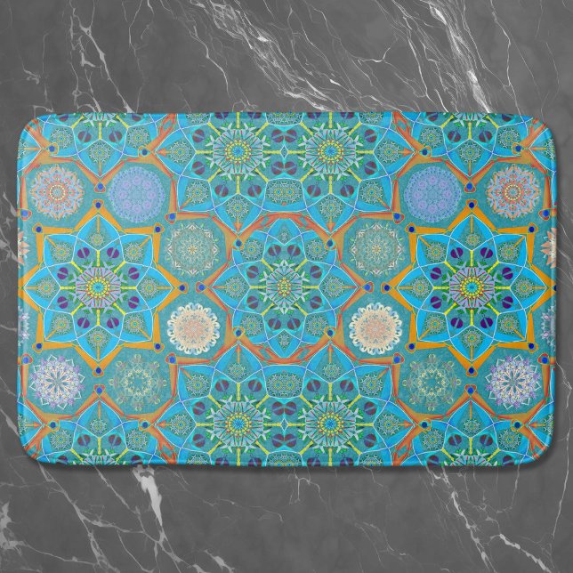 Oktopräktisk arabesque Moorish turkos stil Badrumsmatta (Skapare uppladdad)