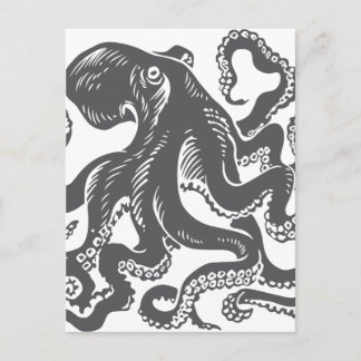 Oktopus 1 svart vykort