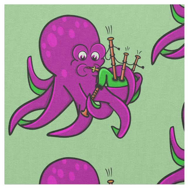 Oktopus Blowing Skapar Music på Bagpipes Tyg (Närbild)