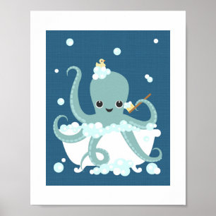 Oktopus Bubble Bath Poster Skriv ut