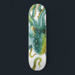 Oktopus Grönt Tentacles Vattenfärgsbild Mini Skateboard Bräda 18,5 Cm<br><div class="desc">Konst av bläckfisk</div>