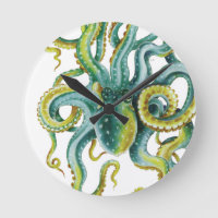 Oktopus Grönt Vattenfärgsbild