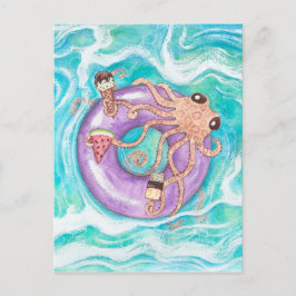 Oktopus i Bassäng Flyter vykort