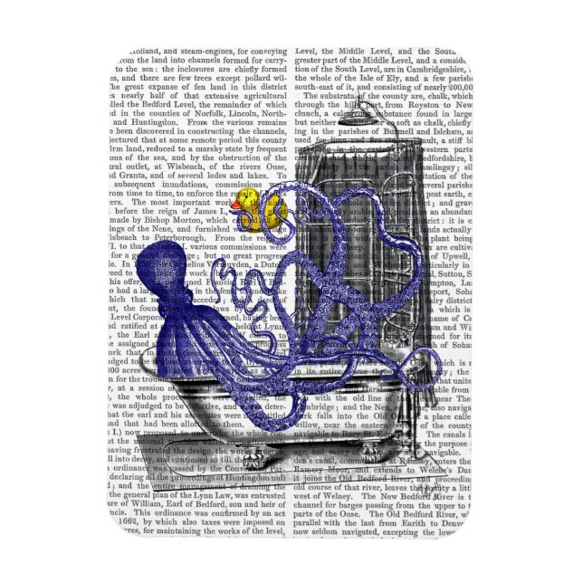 Oktopus i Bath 2 Magnet (Vertikal)