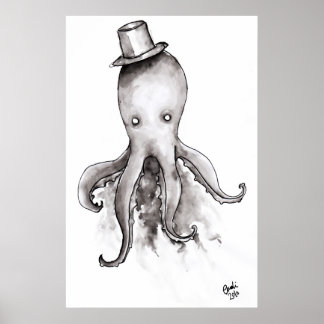 Oktopus i en Hat-Poster Poster