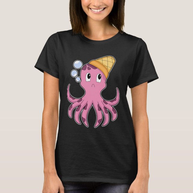 Oktopus Ice kräm kon T Shirt (Framsida)