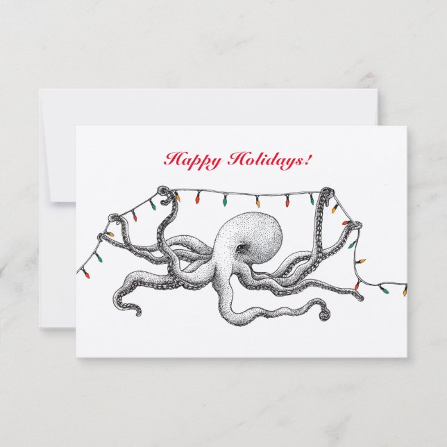 Oktopus-kort för lycklig Helgdag Inbjudningar (Framsida)