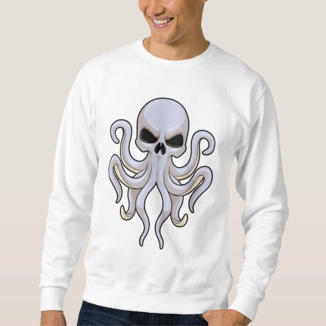 Oktopus med 8 Armar och skal Lång Ärmad Tröja (Framsida)