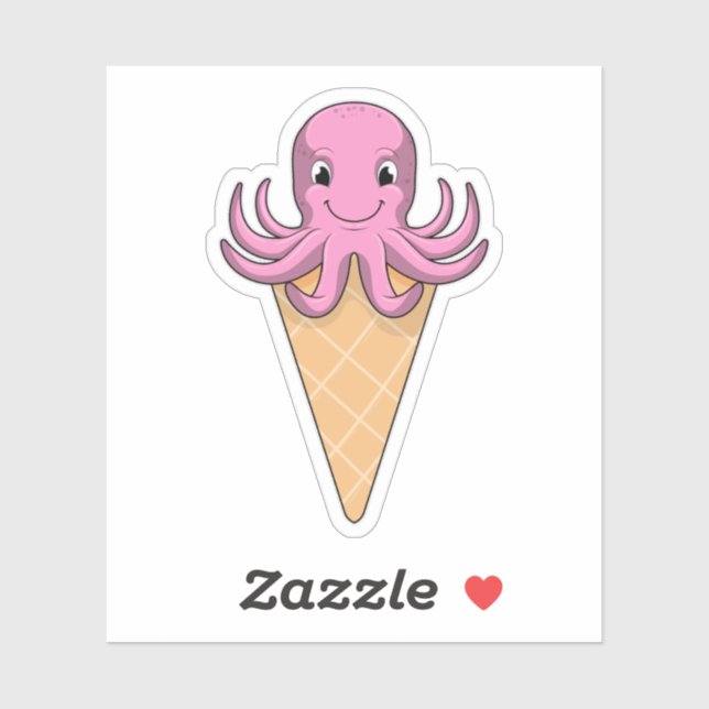 Oktopus med isgräddkon klistermärken (Ark)