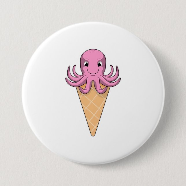 Oktopus med isgräddkon knapp (Framsida)