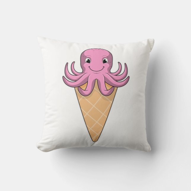 Oktopus med isgräddkon kudde (Framsida)