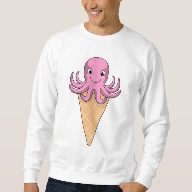 Oktopus med isgräddkon lång ärmad tröja (Framsida)