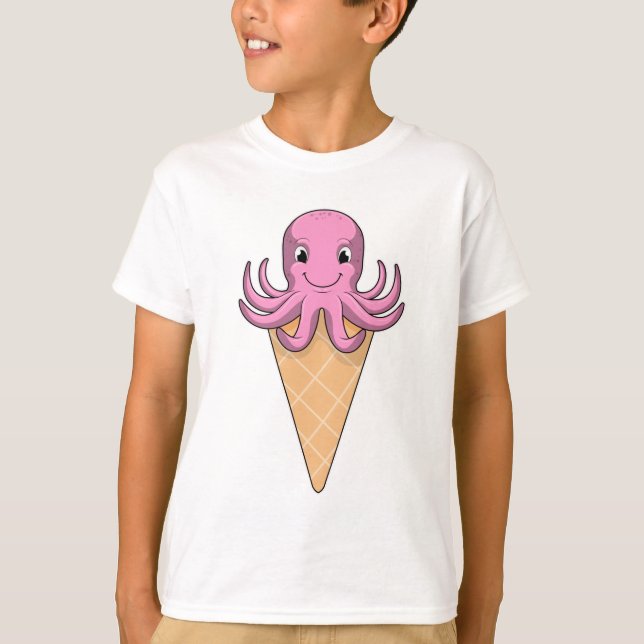 Oktopus med isgräddkon t shirt (Framsida)